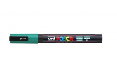 Dekormarker, 0,9-1,3 mm, UNI "Posca PC-3M", smaragdzöld